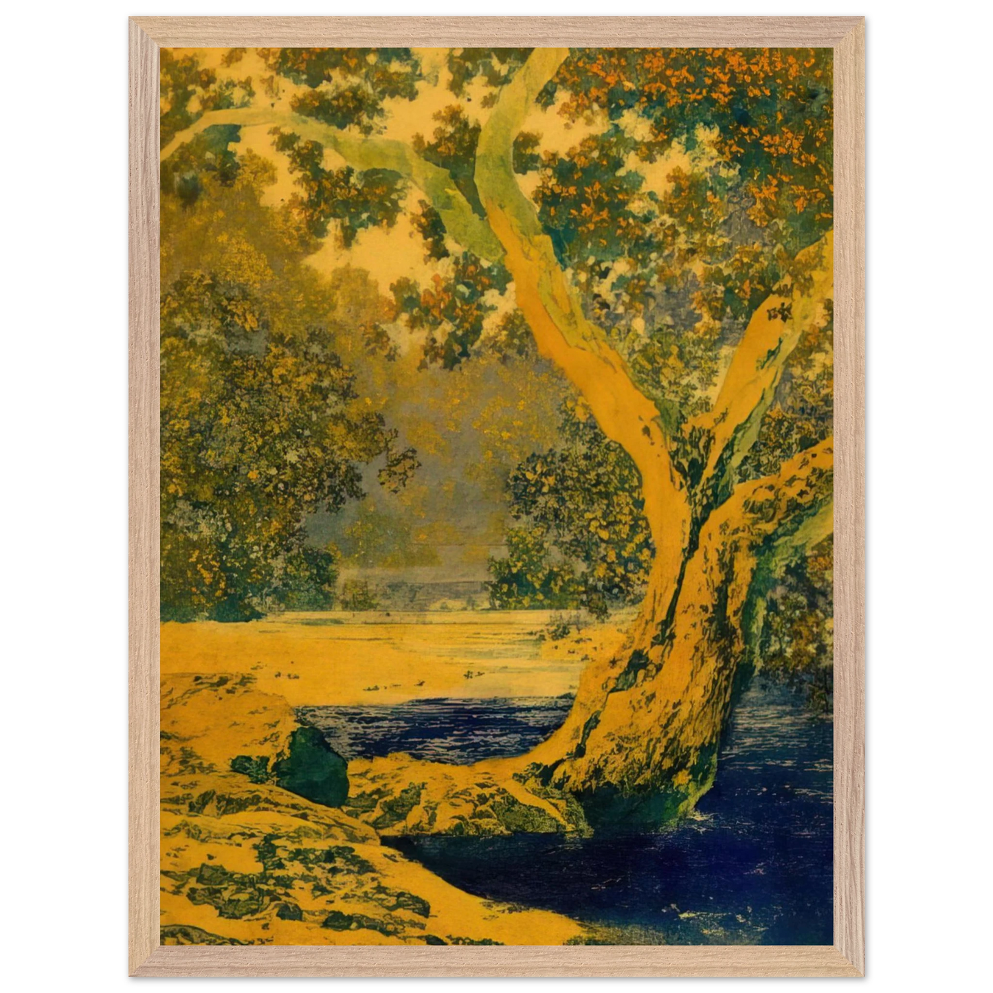 Maxfield Parrish - Study for Autumn Brook Wall Art - 60x80 cm / 24x32 inches - Premium Wooden Framed Poster With Fine Art Paper - Black frame