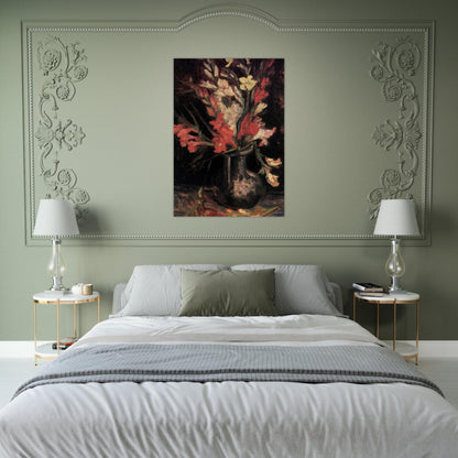 Vase with Red Gladioli - Vincent van Gogh Brushed Aluminum Print - 70x100 cm / 28x40 inches | Vincent van Gogh Aluminum Print | Vincent van Gogh Prints