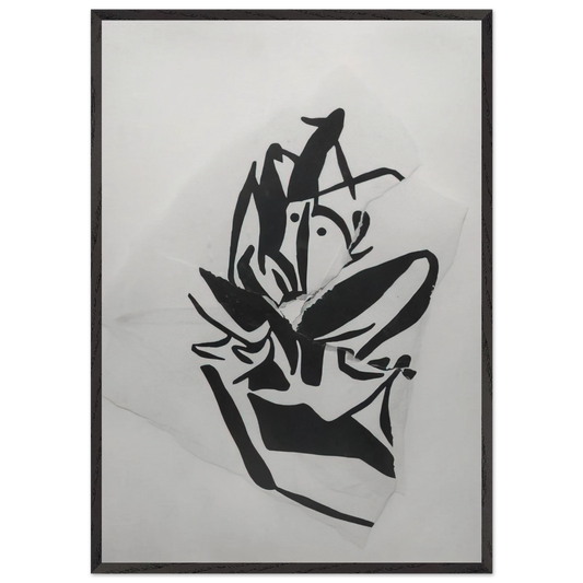 Torn-Up Woodcut - Jean Arp 70x100 cm / 28x40 inches Framed Art Print – Black Wooden Frame