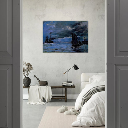 Seascape, Night Effect - claude monet Brushed Aluminum Print - 70x100 cm / 28x40 inches | claude monet Aluminum Print | claude monet Prints