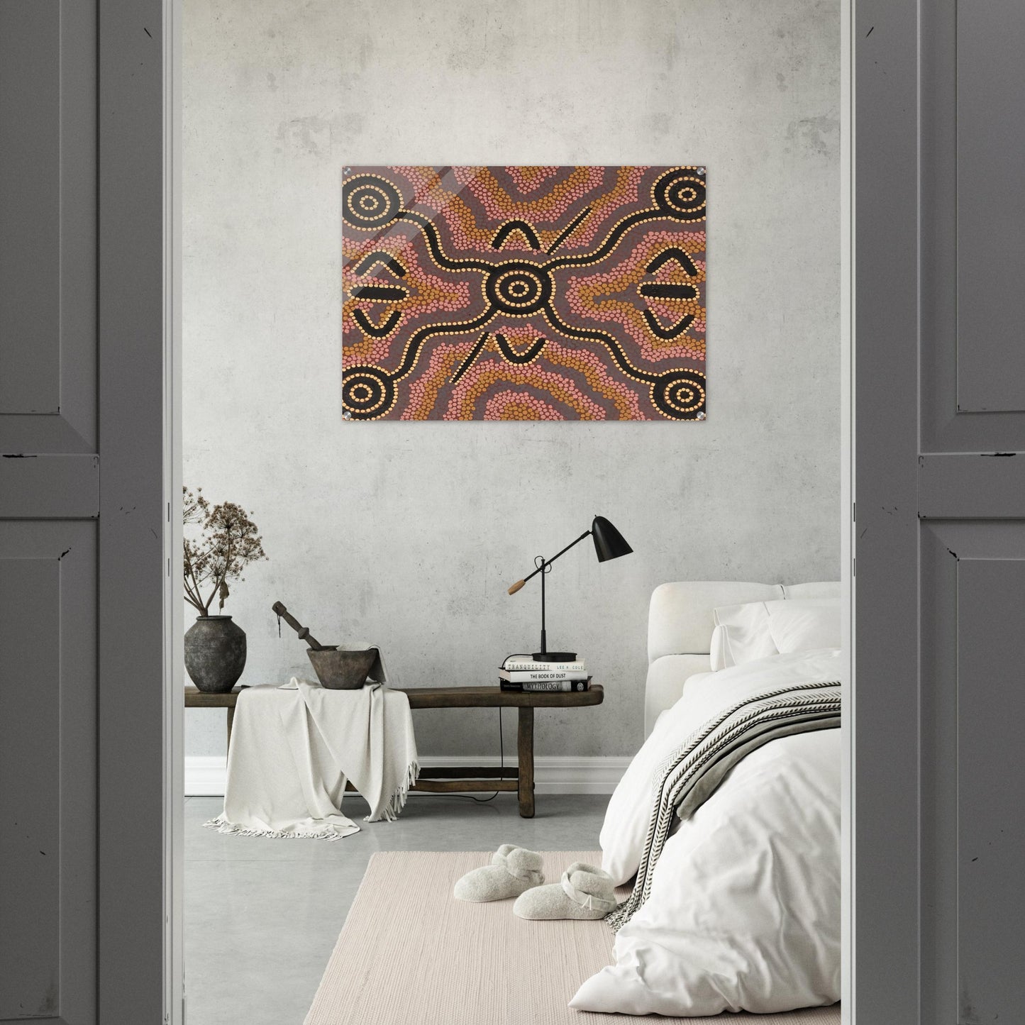 Untitled - 1980 - Clifford Possum Tjapaltjarri Acrylic Print - 70x100 cm / 28x40″ inches