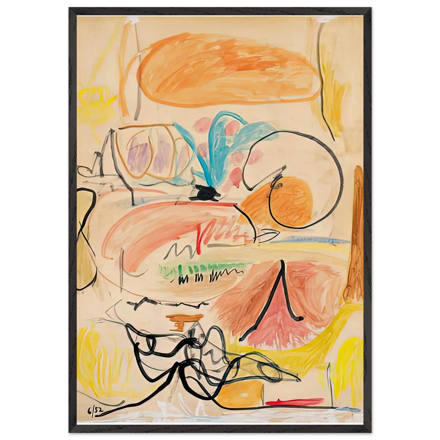 Window Shade No 1 1952- - Helen Frankenthaler 70x100 cm / 28x40 inches Framed Art Print – Black Wooden Frame