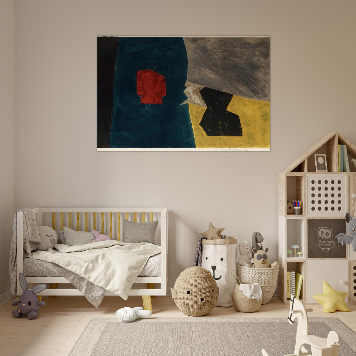 Composition bleue, jaune et grise - 1958 - Serge Poliakoff Art Prints - 100x150 cm / 40x60″ inches | Serge Poliakoff Poster | Serge Poliakoff Prints