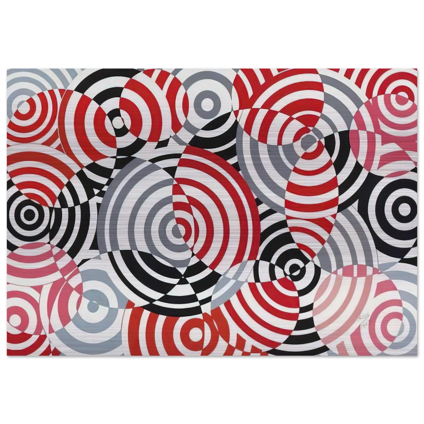 Interférences en rouge et gris No. 640 - 1963 - Antonio Asis Brushed Aluminum Print - 70x100 cm / 28x40 inches | Antonio Asis Aluminum Print | Antonio Asis Prints
