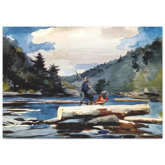 HUDSON RIVER LOGGING - Winslow Homer Brushed Aluminum Print - 70x100 cm / 28x40 inches | Winslow Homer Aluminum Print | Winslow Homer Prints
