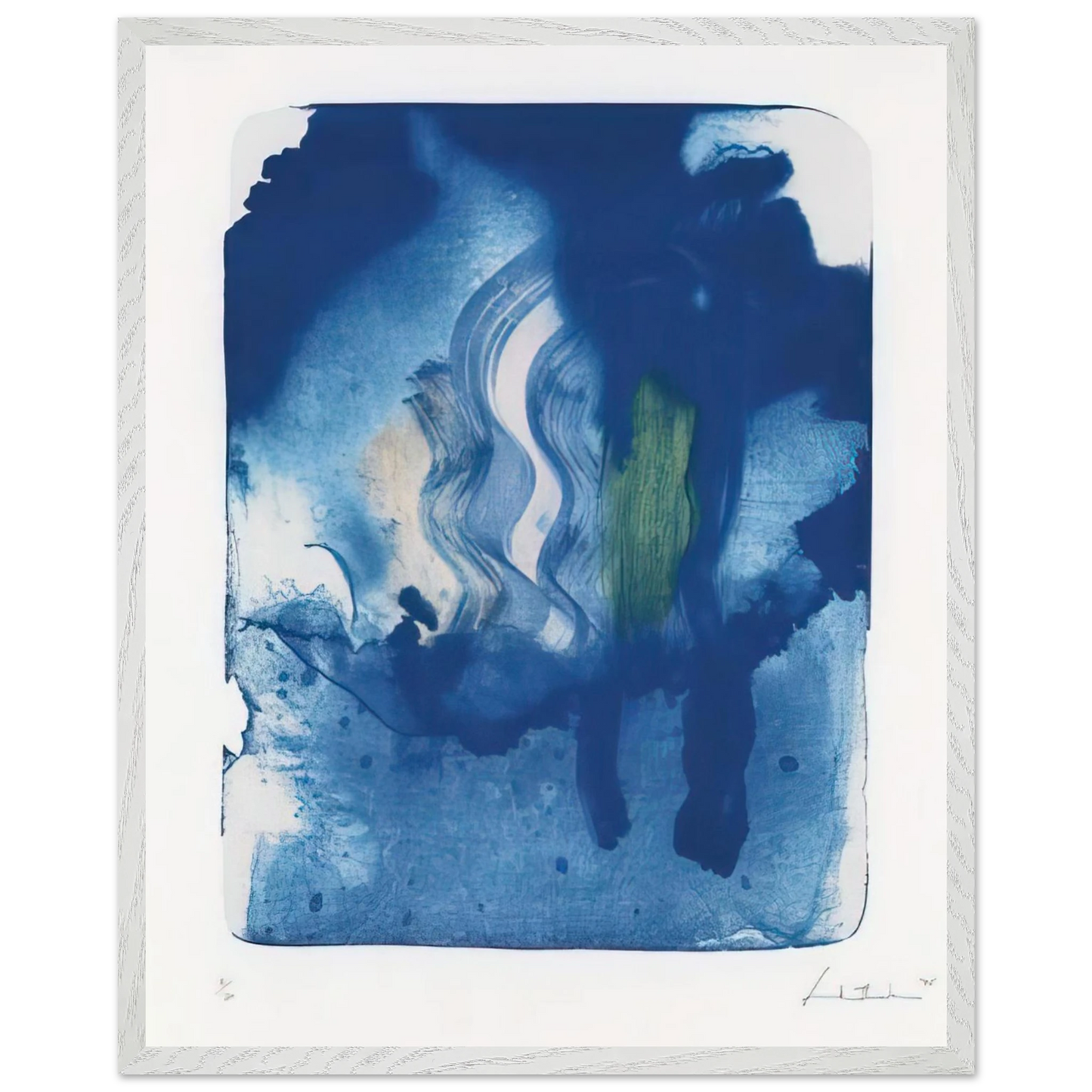 Helen Frankenthaler - Reflections V - 1995 Wall art - 45x60 cm / 18x24 inches - Premium Wooden Framed Poster With Fine Art Paper-canvas - Wood frame