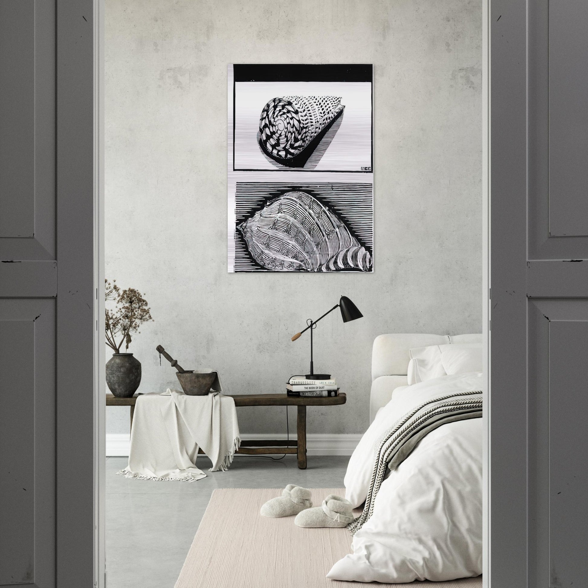 SEA SHELLS - MC Escher Brushed Aluminum Print - 70x100 cm / 28x40 inches | MC Escher Aluminum Print | MC Escher Prints
