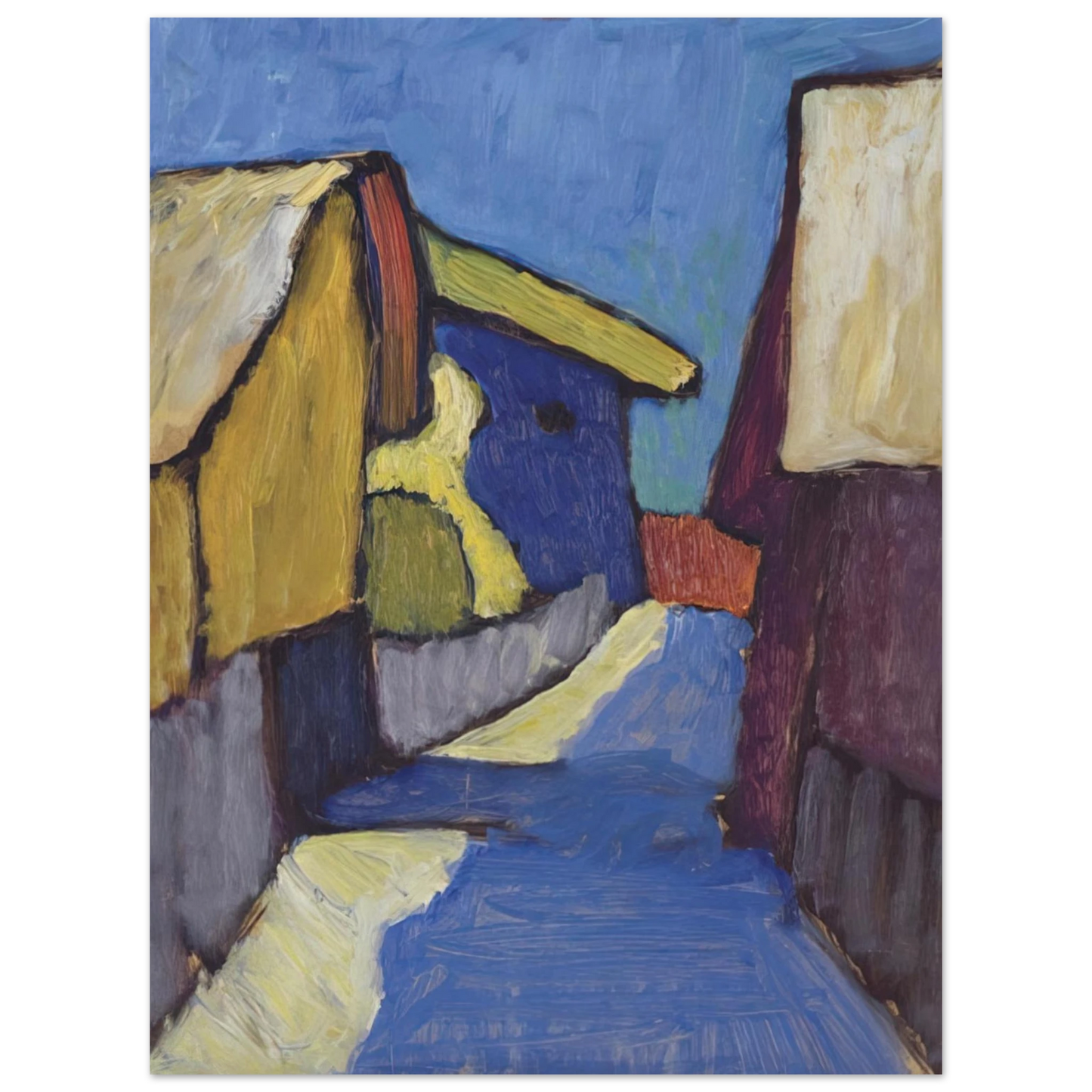 Gabriele Munter - DORFSTRASSE IN BLAU  75x100 cm / 30x40inches Fine Art Poster