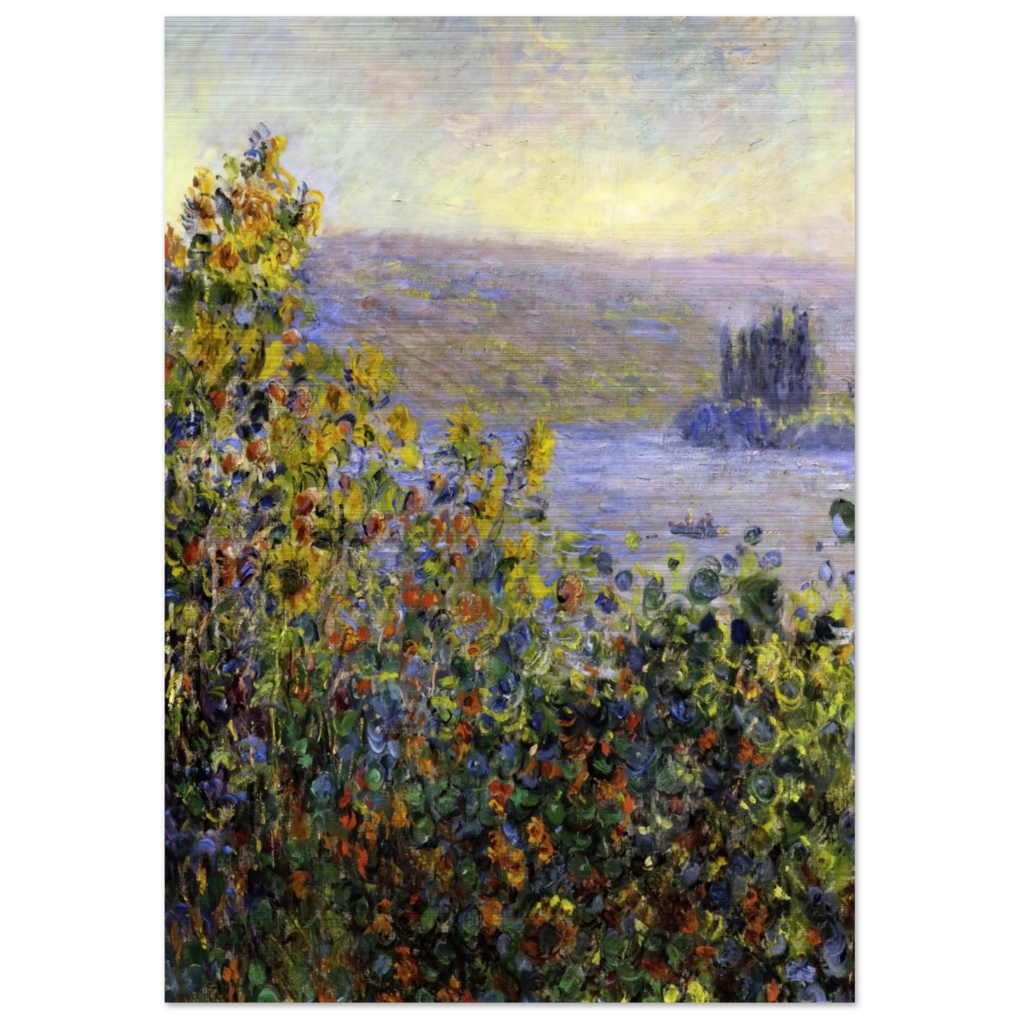 Flowers Beds at Vetheuil - claude monet Brushed Aluminum Print - 70x100 cm / 28x40 inches | claude monet Aluminum Print | claude monet Prints