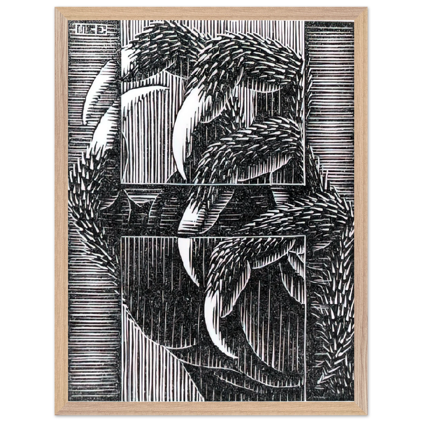 MC Escher - ESCHER (13) Wall Art - 30x40 cm / 12x16 inches - Premium Wooden Framed Poster With Fine Art Paper-canvas - White frame