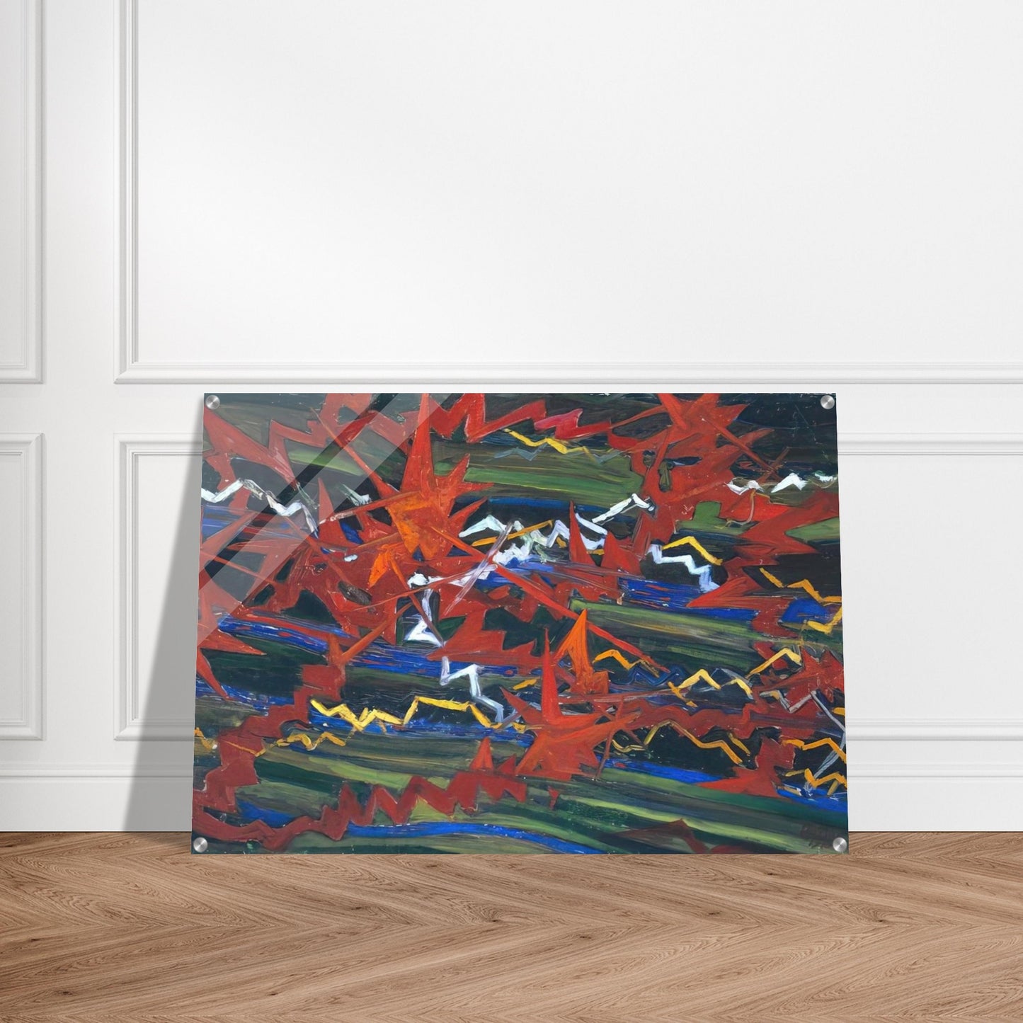 Explosion of Red on Green - Gerardo Dottori Acrylic Print - 70x100 cm / 28x40″ inches