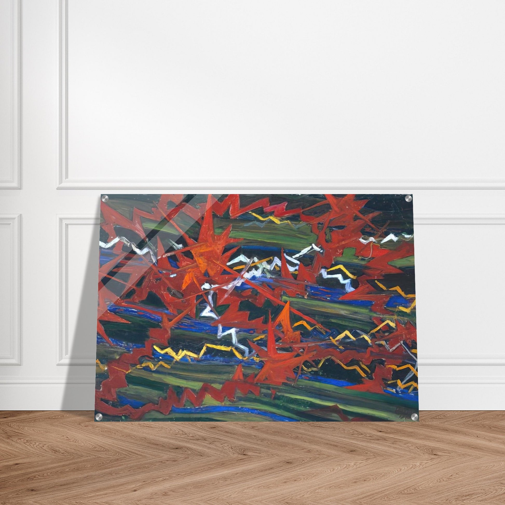 Explosion of Red on Green - Gerardo Dottori Acrylic Print - 70x100 cm / 28x40″ inches