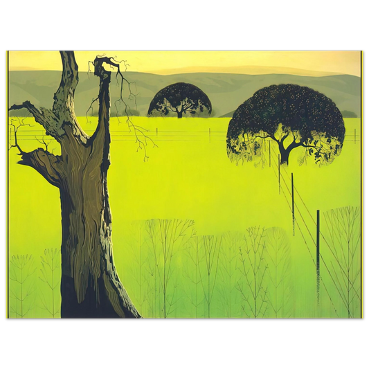 Eyvind Earle - Mustard Field  75x100 cm / 30x40inches Fine Art Poster