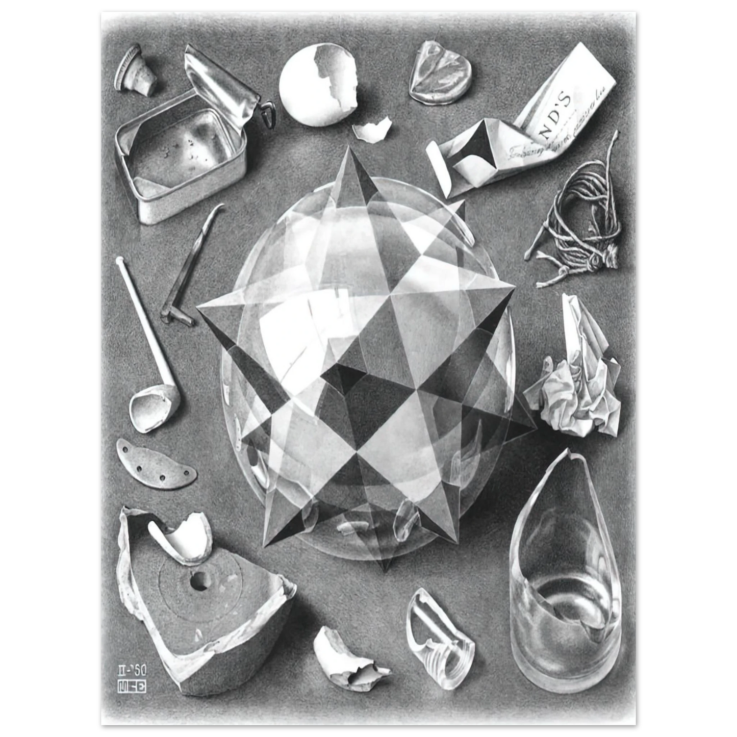 MC Escher - CONTRAST ORDER AND CHAOS Wall Art - 21x29.7 cm / 8x12" - Fine Art Poster - -