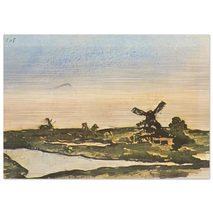 Dutch landscape with windmills - Pablo Picasso Brushed Aluminum Print - 70x100 cm / 28x40 inches | Pablo Picasso Aluminum Print | Pablo Picasso Prints