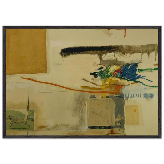 UNTITLED FORMERLY TITLED COLLAGE WITH HORSE 1957 - Robert Rauschenberg 70x100 cm / 28x40 inches Framed Art Print – Black Wooden Frame