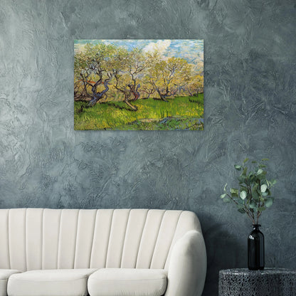 Orchard in Blossom - Vincent van Gogh Brushed Aluminum Print - 70x100 cm / 28x40 inches | Vincent van Gogh Aluminum Print | Vincent van Gogh Prints
