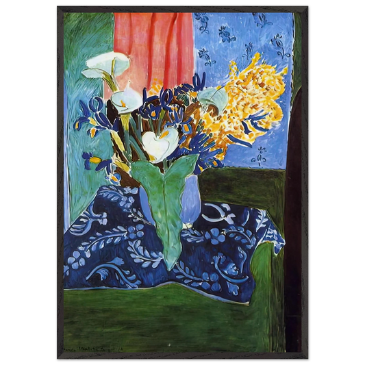 CALLA LILIES IRISES AND MIMOSAS 1913 - Henri Matisse 70x100 cm / 28x40 inches Framed Art Print – Black Wooden Frame