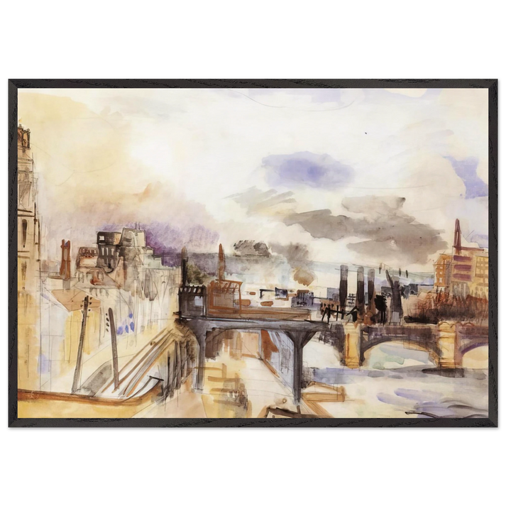 PARISIAN BRIDGE 1922 - Raoul Dufy 70x100 cm / 28x40 inches Framed Art Print – Black Wooden Frame