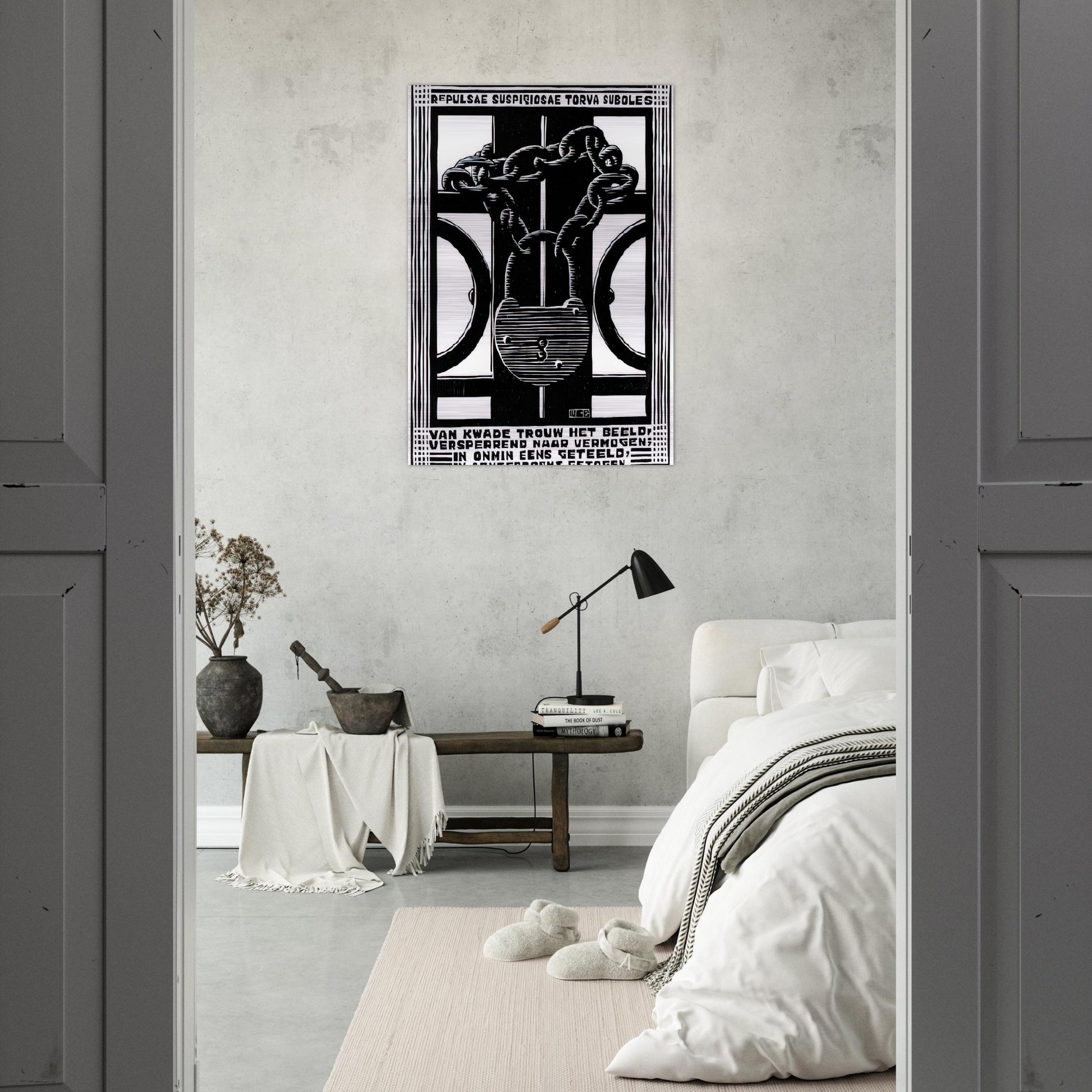 PADLOCK - MC Escher Brushed Aluminum Print - 70x100 cm / 28x40 inches | MC Escher Aluminum Print | MC Escher Prints