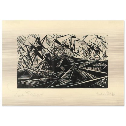 HANSEATIC SHIPS HANSASCHIFFE 1919 - Lyonel Feininger Brushed Aluminum Print - 70x100 cm / 28x40 inches | Lyonel Feininger Aluminum Print | Lyonel Feininger Prints