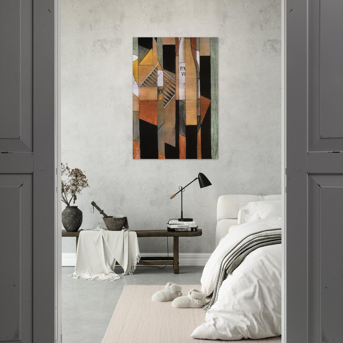 STILL LIFE WITH BOTTLE AND CIGARS 1912 - Juan Gris Brushed Aluminum Print - 70x100 cm / 28x40 inches | Juan Gris Aluminum Print | Juan Gris Prints