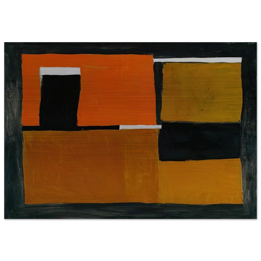 Orange, Black and White Composition - 1953 - William Scott Brushed Aluminum Print - 70x100 cm / 28x40 inches | William Scott Aluminum Print | William Scott Prints