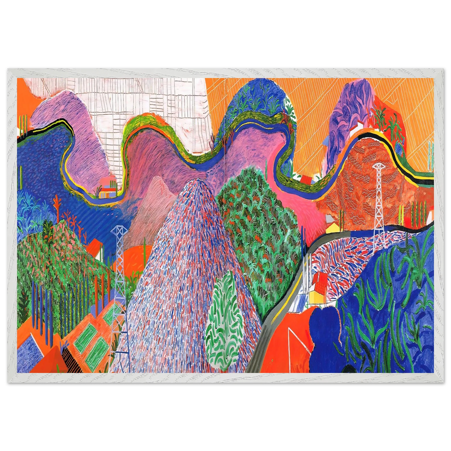 David Hockney - David Hockney Wall art - 40x50 cm / 16x20 inches - Premium Wooden Framed Poster With Fine Art Paper-canvas - White frame