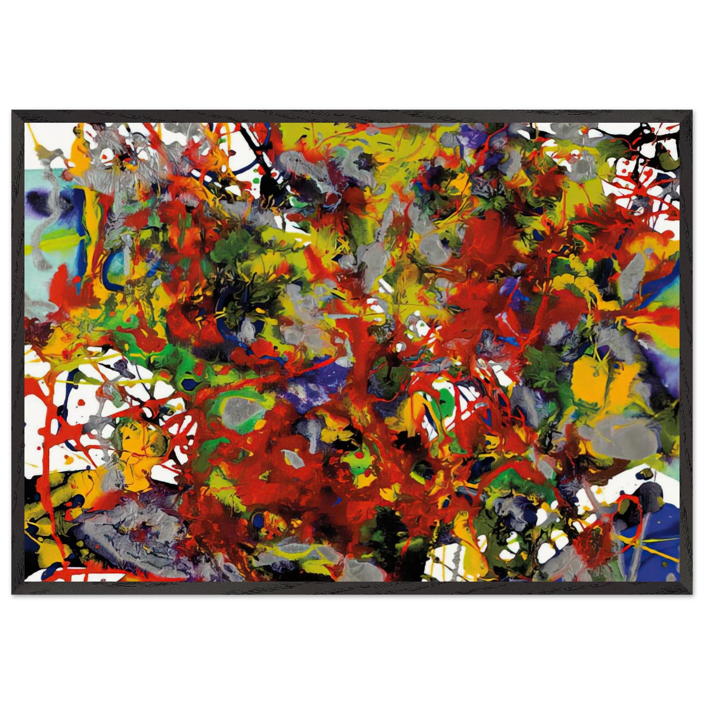Untitled  SFP94-29  SFF 1708 e - Sam Francis 70x100 cm / 28x40 inches Framed Art Print – Black Wooden Frame