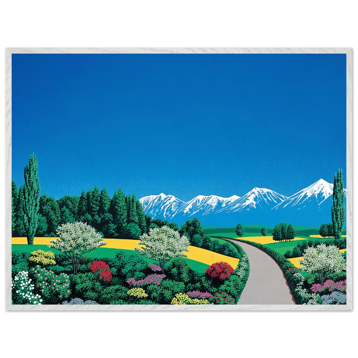 Hiroshi Nagai - Elv Alps Wall Art - 30x40 cm / 12x16 inches - Premium Wooden Framed Poster With Fine Art Paper - Wood frame