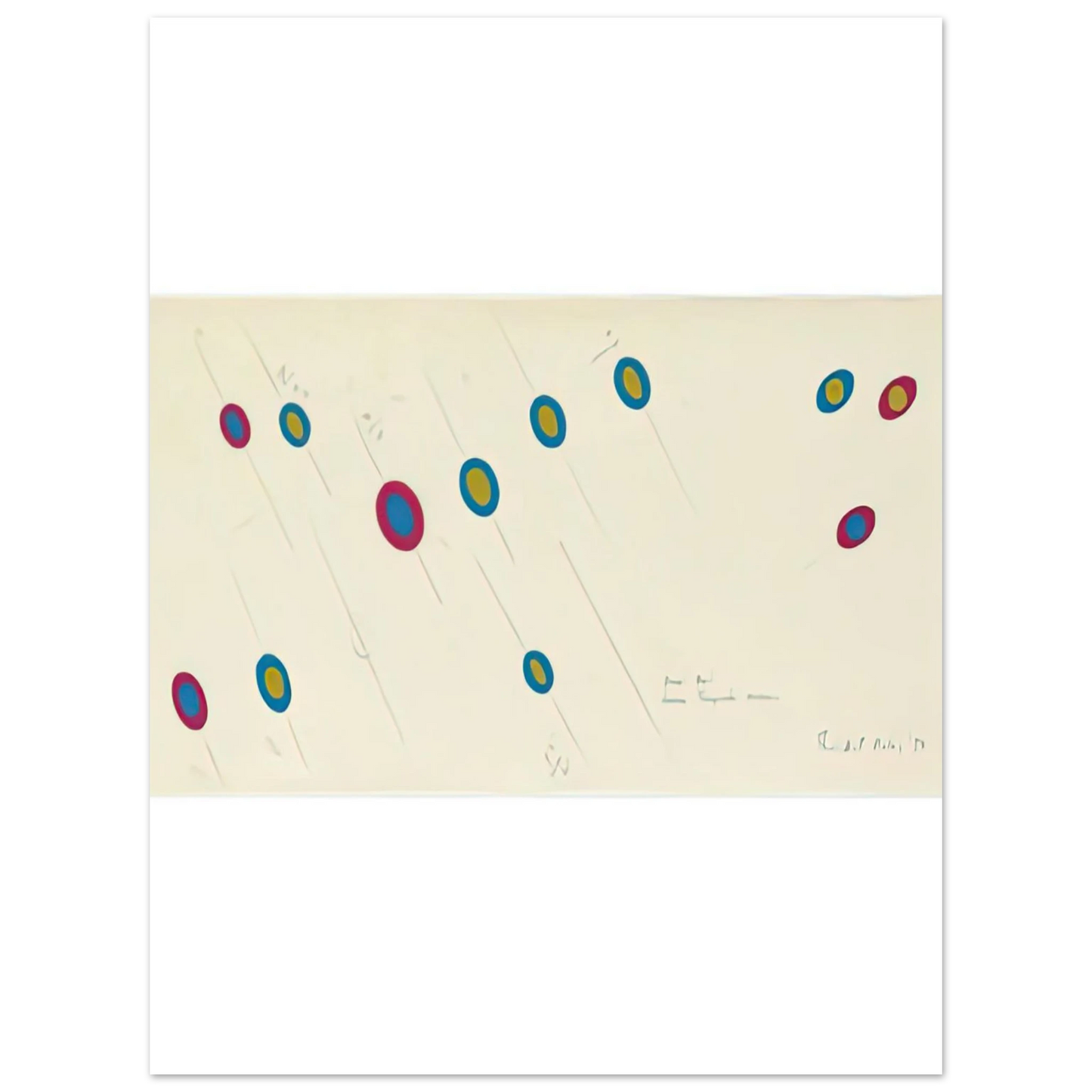 Bridget Riley - OVAL AXIS CERISE TURQUOISE OCHRE 1970  75x100 cm / 30x40inches Fine Art Poster