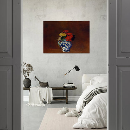 GERANIUMS AND OTHER FLOWERS IN A STONEWARE VASE - Odilon Redon Brushed Aluminum Print - 70x100 cm / 28x40 inches | Odilon Redon Aluminum Print | Odilon Redon Prints
