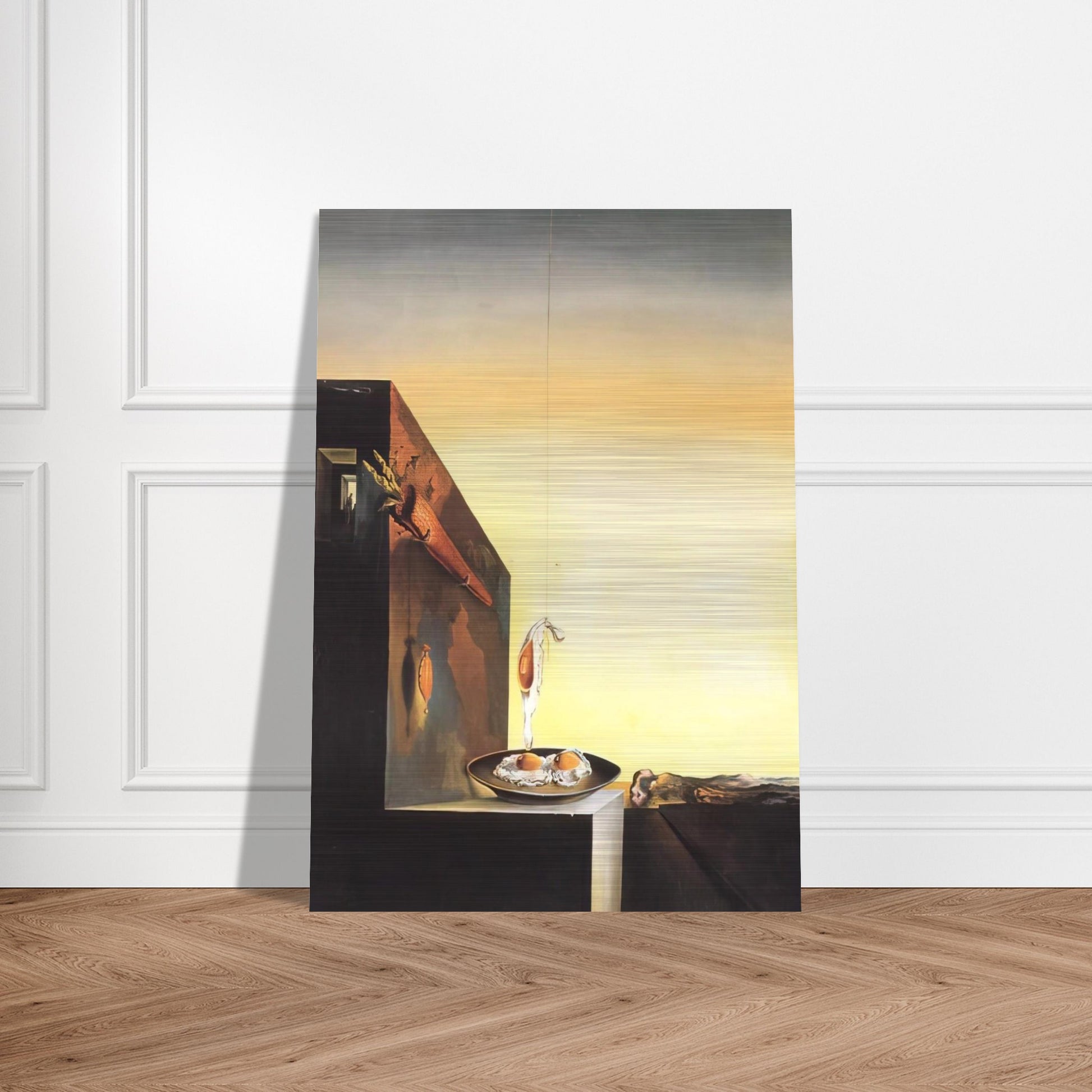 EGGS ON PLATE WITHOUT THE FLAT - Salvador Dali Brushed Aluminum Print - 70x100 cm / 28x40 inches | Salvador Dali Aluminum Print | Salvador Dali Prints