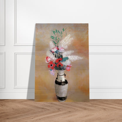BOUQUET WITH WHITE LILIES IN A JAPANESE VASE - Odilon Redon Brushed Aluminum Print - 70x100 cm / 28x40 inches | Odilon Redon Aluminum Print | Odilon Redon Prints
