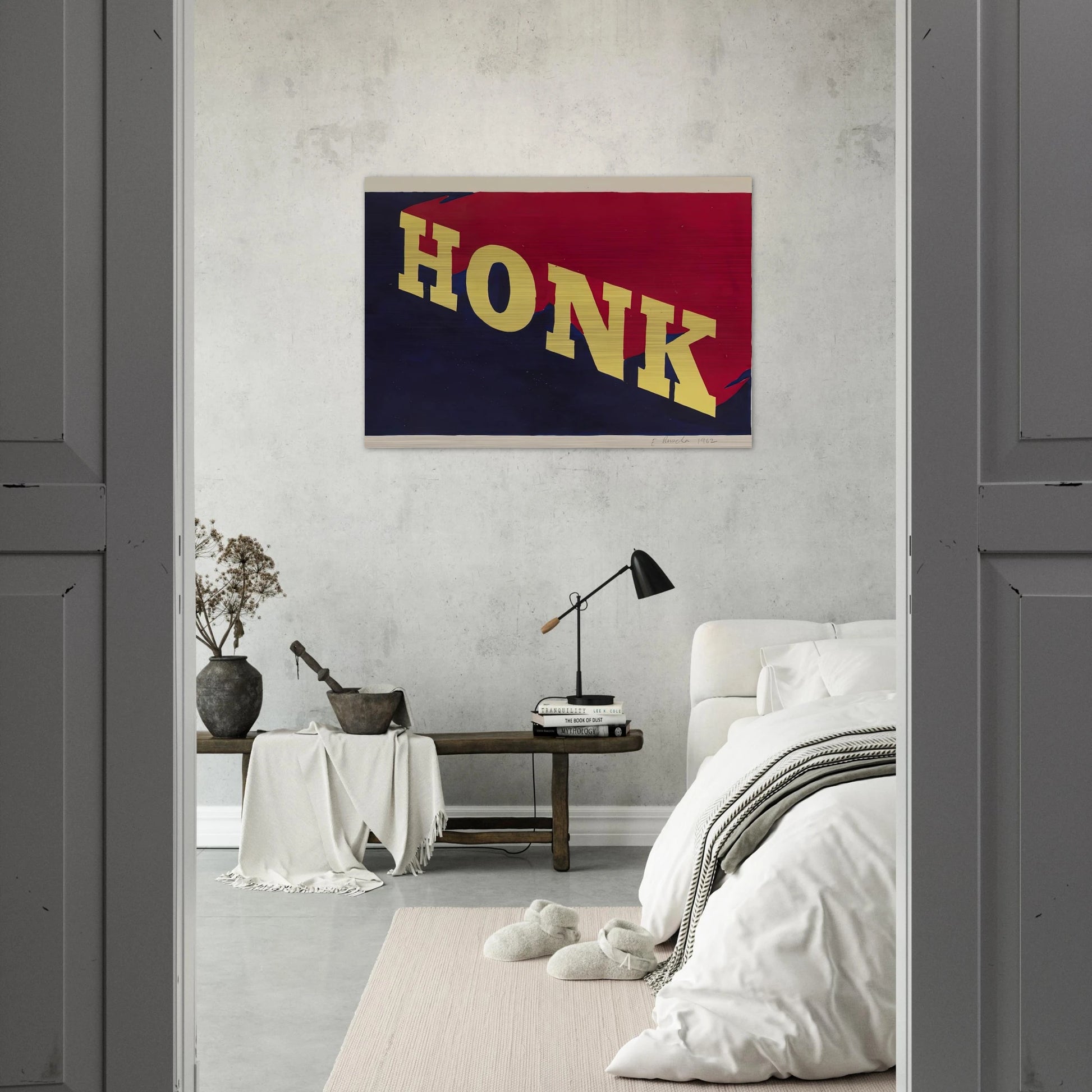 HONK 1962 - Edward Ruscha Brushed Aluminum Print - 70x100 cm / 28x40 inches | Edward Ruscha Aluminum Print | Edward Ruscha Prints