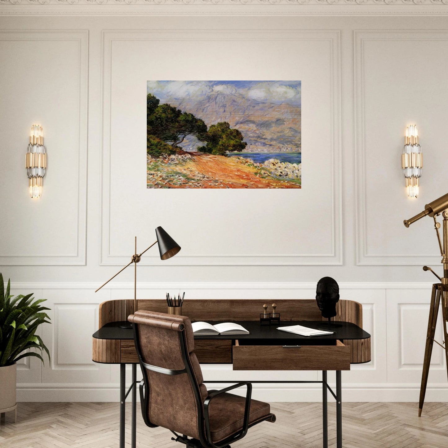 Meton Seen from Cap Martin - claude monet Brushed Aluminum Print - 70x100 cm / 28x40 inches | claude monet Aluminum Print | claude monet Prints