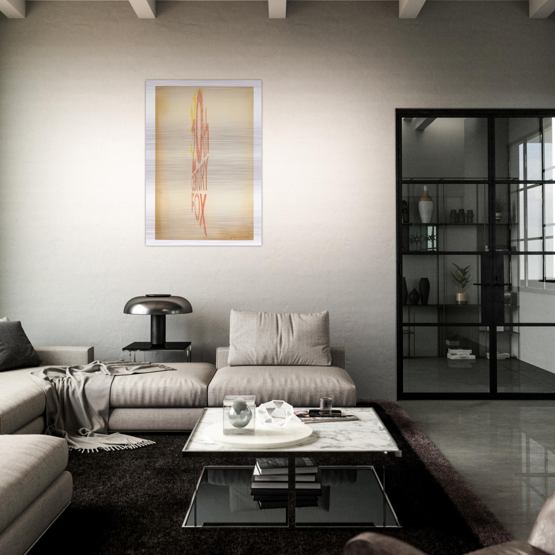ANGLE STUDY LARGE TRADEMARK 1962 - Edward Ruscha Brushed Aluminum Print - 70x100 cm / 28x40 inches | Edward Ruscha Aluminum Print | Edward Ruscha Prints