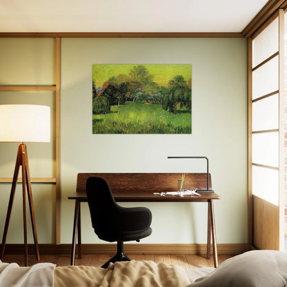 Public Park with Weeping Willow The Poet s Garden I - Vincent van Gogh Brushed Aluminum Print - 70x100 cm / 28x40 inches | Vincent van Gogh Aluminum Print | Vincent van Gogh Prints