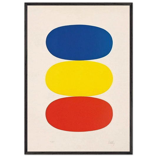 Blue and Yellow and Red-Orange - Ellsworth Kelly 70x100 cm / 28x40 inches Framed Art Print – Black Wooden Frame