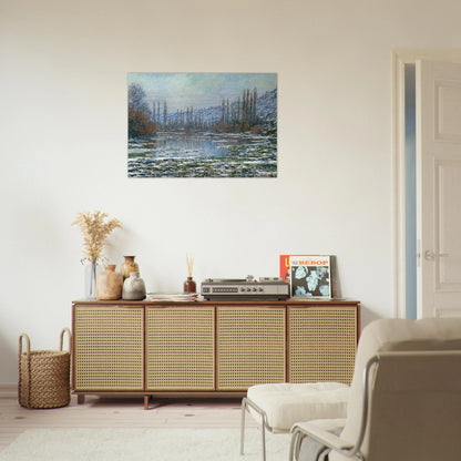 The Thaw at Vetheuil - claude monet Brushed Aluminum Print - 70x100 cm / 28x40 inches | claude monet Aluminum Print | claude monet Prints