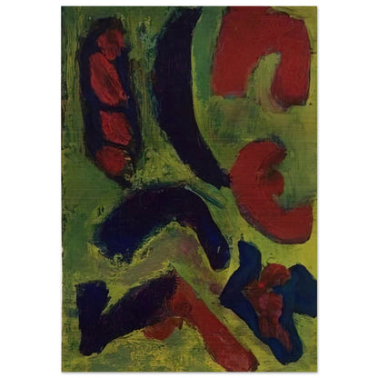 Abstract Composition in Green and Red - Barnett Newman Brushed Aluminum Print - 70x100 cm / 28x40 inches | Barnett Newman Aluminum Print | Barnett Newman Prints