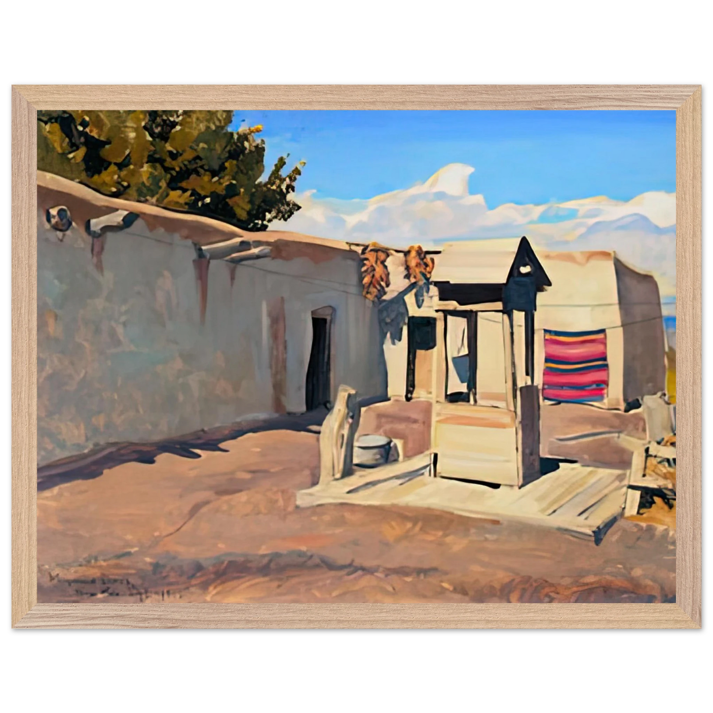 Maynard Dixon - OLD PATIO 1931 Wall art - 21x29.7 cm / 8x12" - Premium Wooden Framed Poster With Fine Art Paper-canvas - White frame