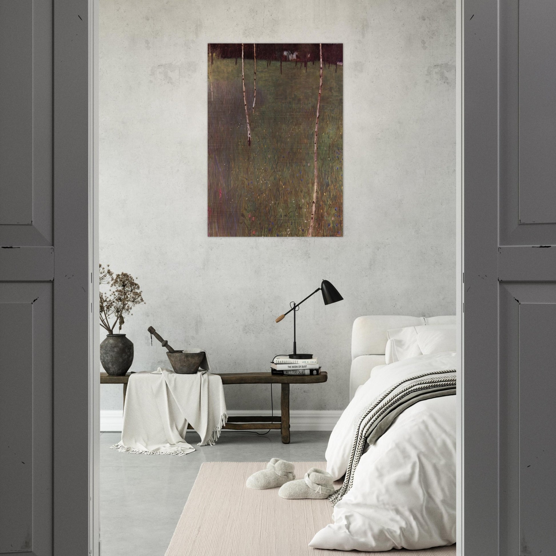 FARMHOUSES WITH BIRCH TREES - Gustav Klimt Brushed Aluminum Print - 70x100 cm / 28x40 inches | Gustav Klimt Aluminum Print | Gustav Klimt Prints