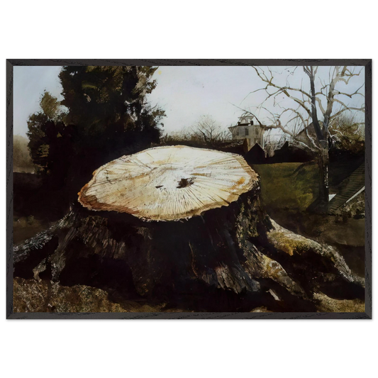 THE BIG OAK - Andrew Wyeth 70x100 cm / 28x40 inches Framed Art Print – Black Wooden Frame