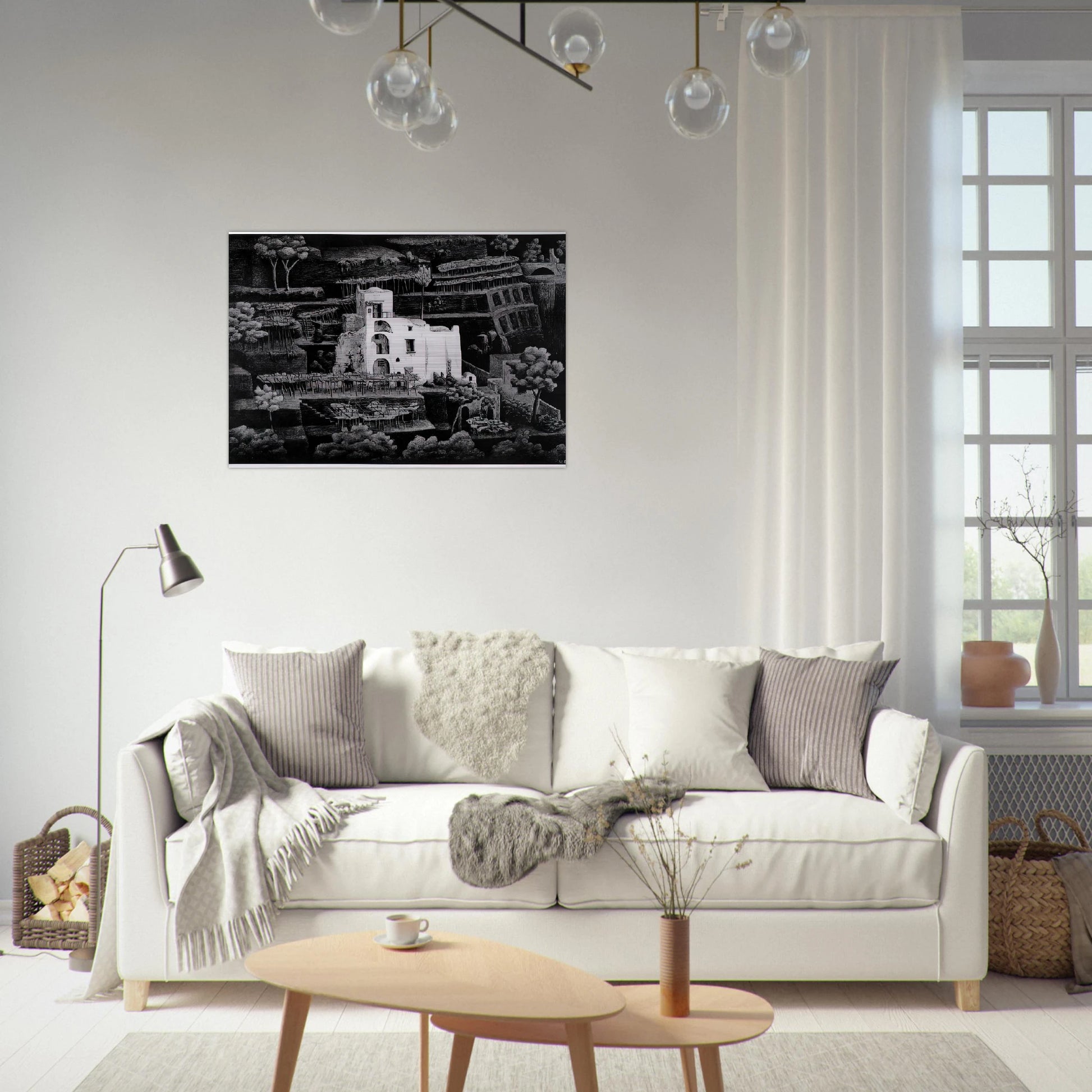 FARMHOUSE RAVELLO - MC Escher Brushed Aluminum Print - 70x100 cm / 28x40 inches | MC Escher Aluminum Print | MC Escher Prints