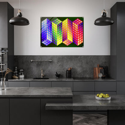 Torony-Nagy - 1969 - Victor Vasarely Acrylic Print - 70x100 cm / 28x40″ inches