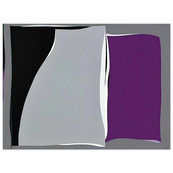 Karl Benjamin - Black  Gray Curves with Purple - 1960  75x100 cm / 30x40inches Fine Art Poster