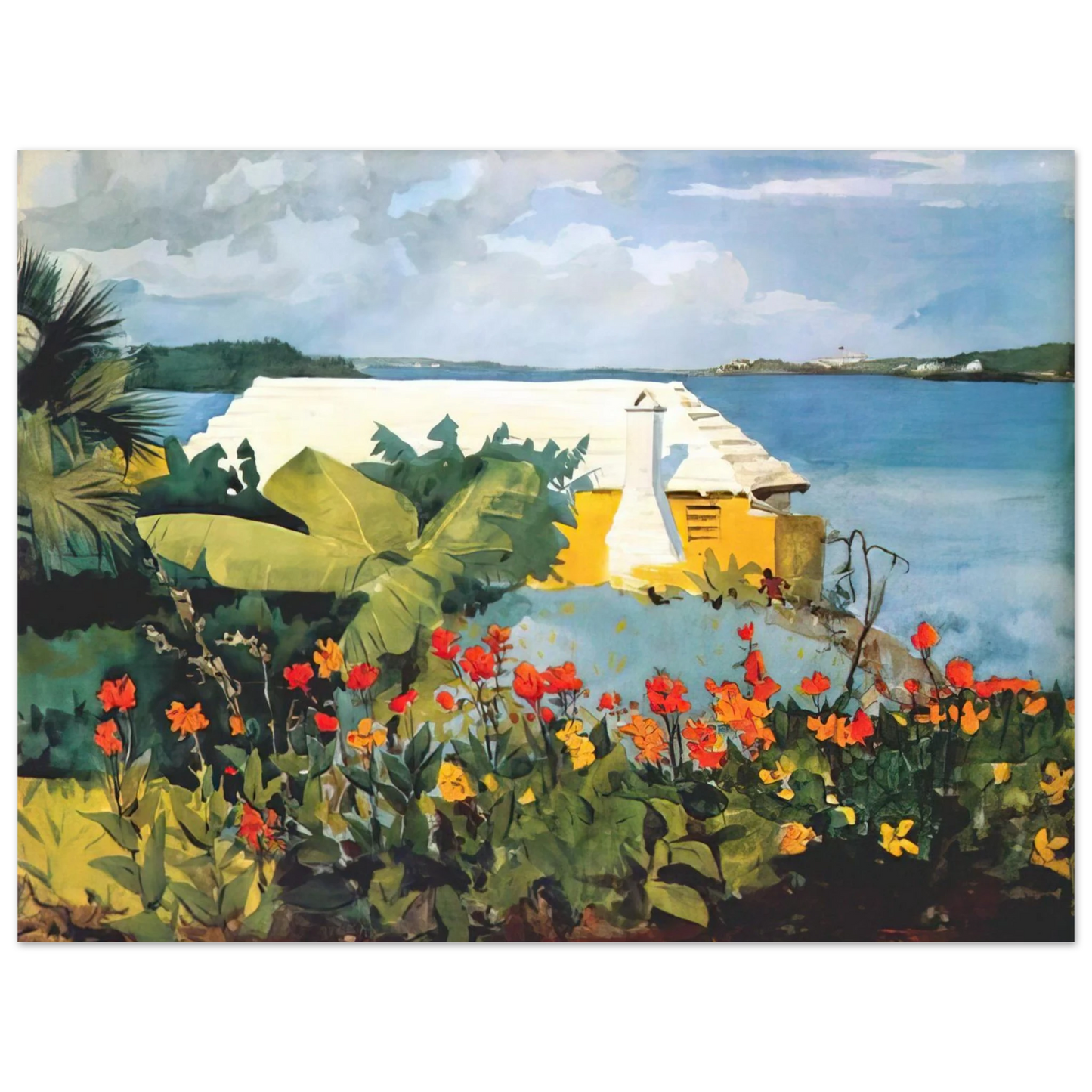 Winslow Homer - FLOWER GARDEN AND BUNGALOW BERMUDA  75x100 cm / 30x40inches Fine Art Poster