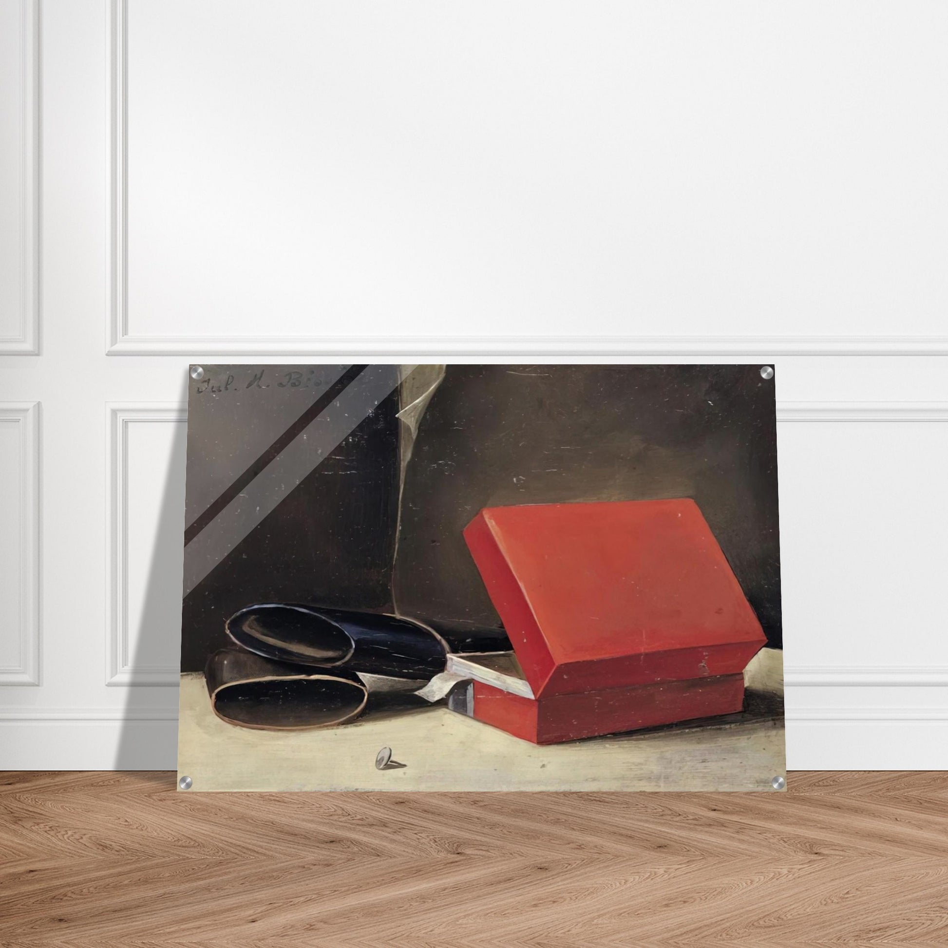 Scatola rossa con astuccio per occhiali - 1923 - Julius Bissier Acrylic Print - 70x100 cm / 28x40″ inches