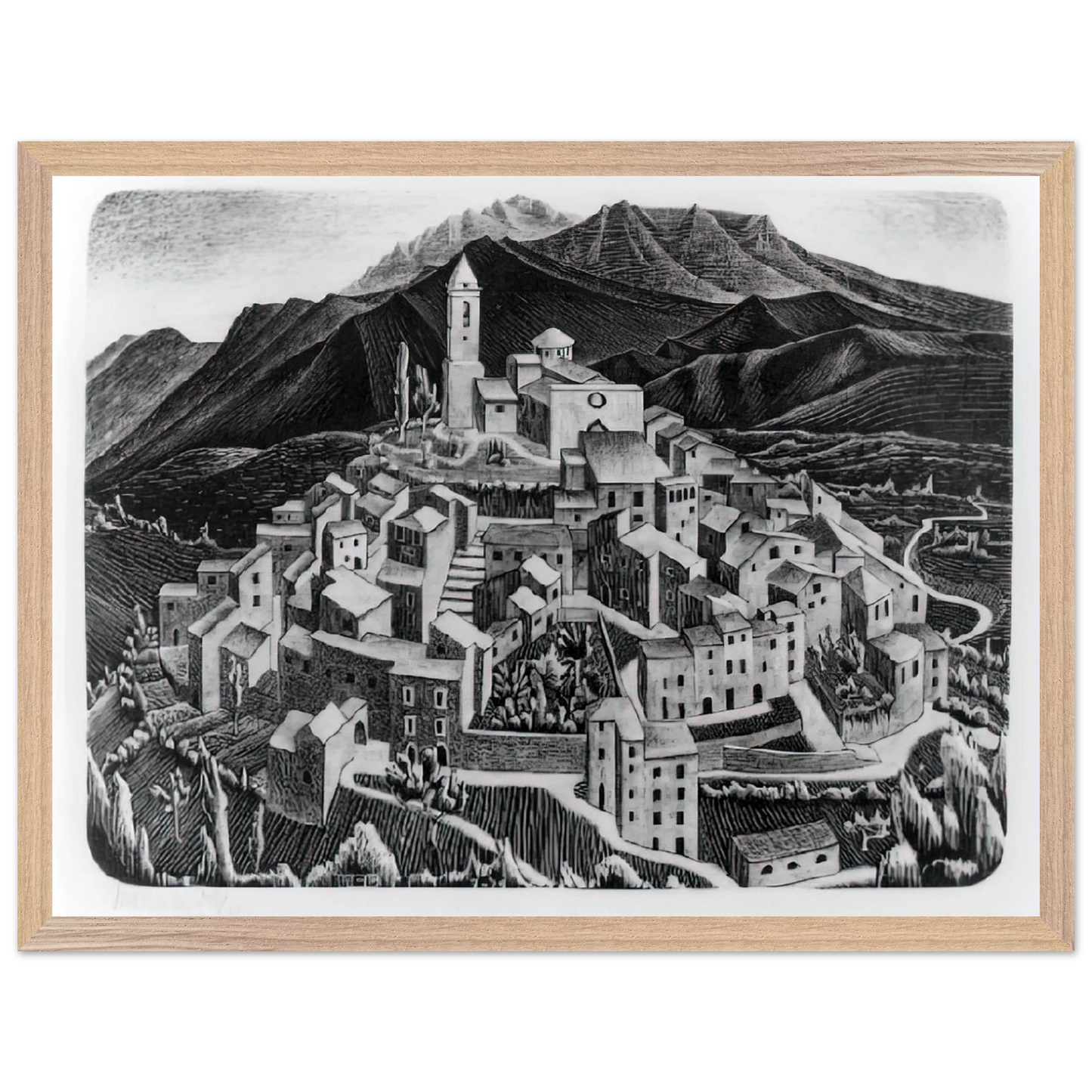 MC Escher - ESCHER (11) Wall Art - 30x40 cm / 12x16 inches - Premium Wooden Framed Poster With Fine Art Paper - Black frame